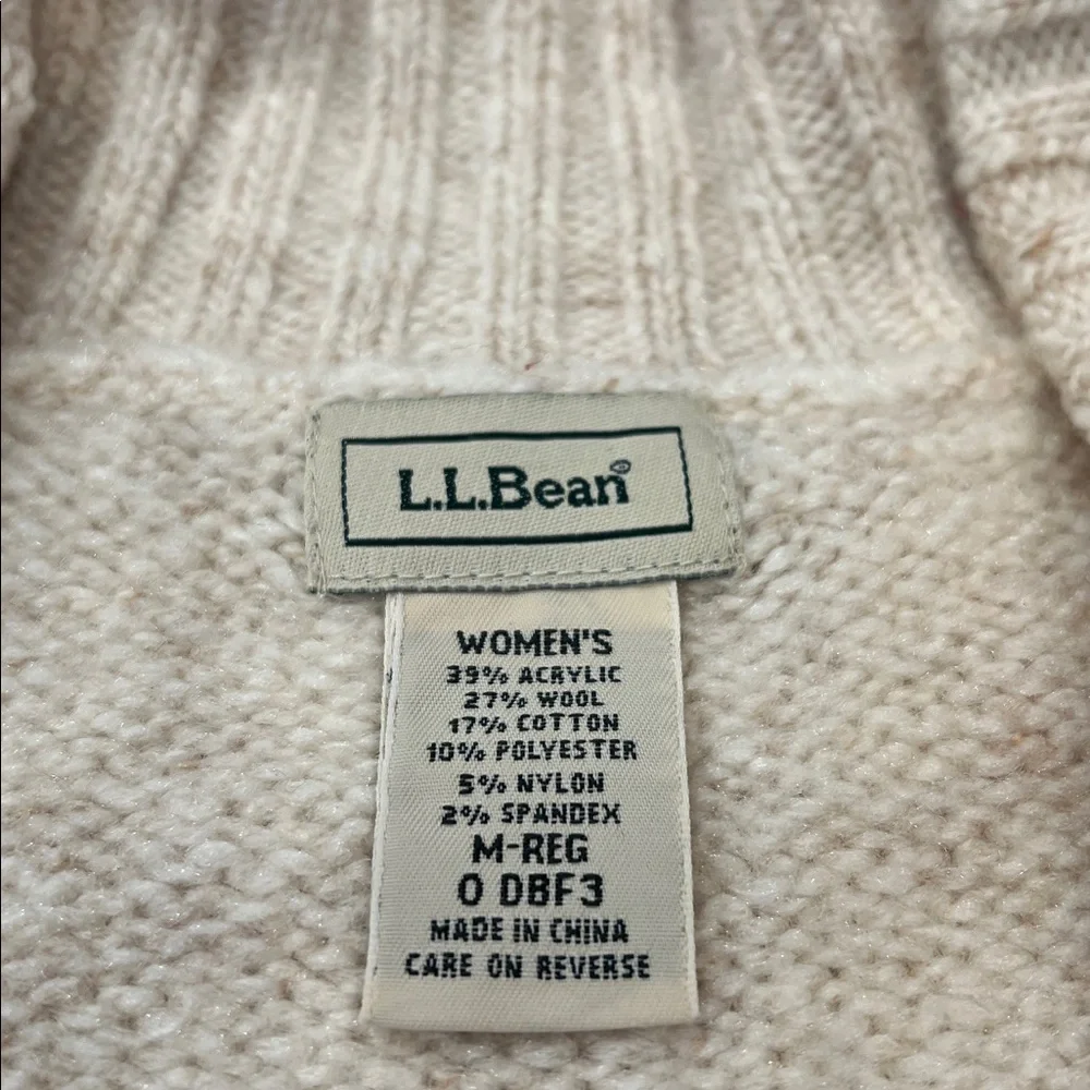 L.L. Bean Women's Soft Beige Shawl Neck Sweater‎ Size Medium